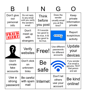 Internet Safety Bingo Card