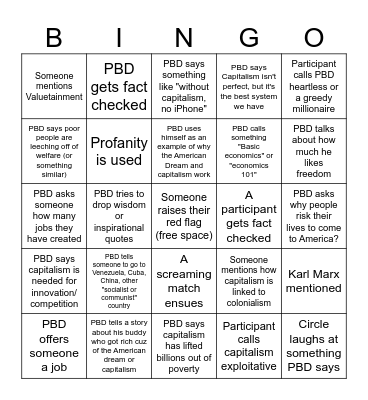 Patrick Bet-David vs 20 Anti-Capitalists Jubilee Surrounded Bingo! Bingo Card