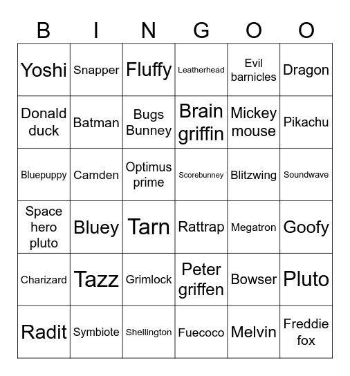 L Bingo Card