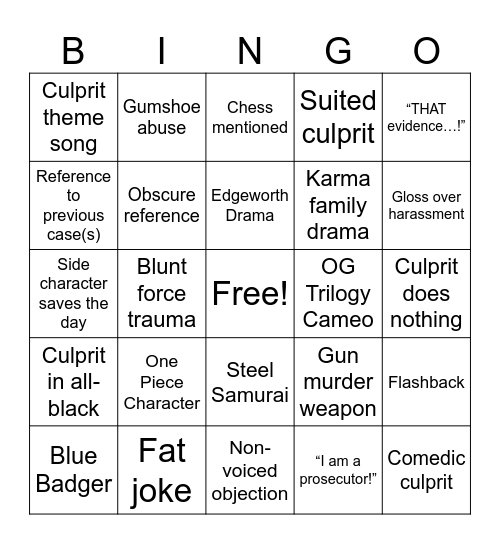 AAI1 Bingo Card