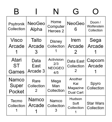 2026 Evercade/Super Pocket Bingo Card