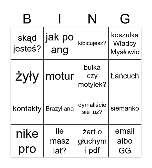 Ome Maciek Bingo Card
