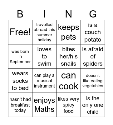 Find someone who Bingo Card
