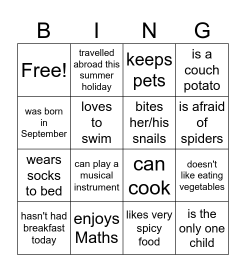 Find someone who Bingo Card