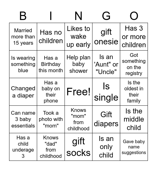 Oh SpongeBaby! Bingo Card