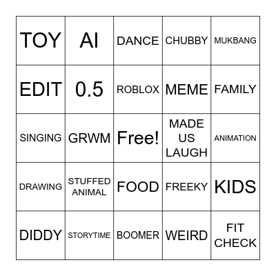 IG REELS Bingo Card