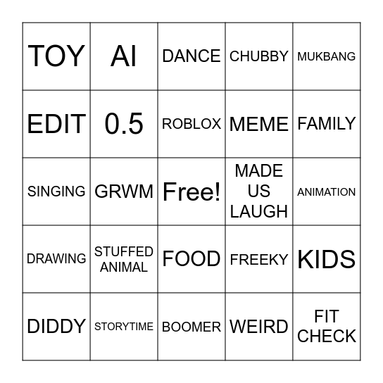 IG REELS Bingo Card