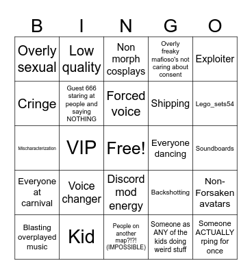 Forsaken rp bingo!1!!1! Bingo Card