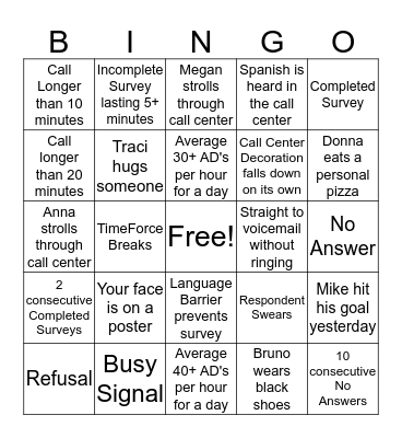 Pinnacle Interviewer Bingo! Bingo Card