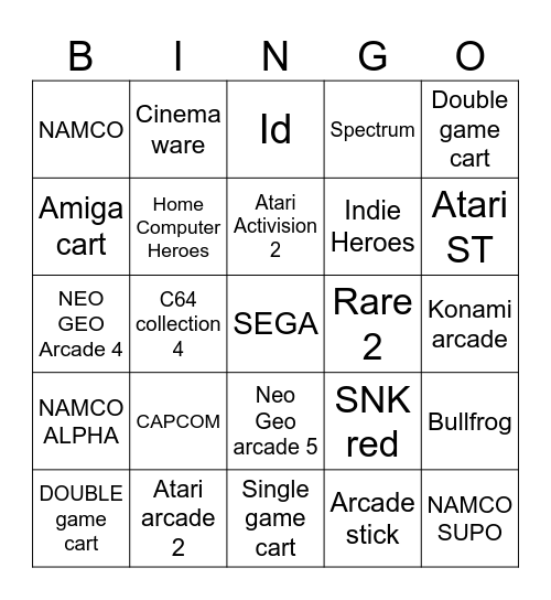 2026 Evercade/Super Pocket Bingo Card