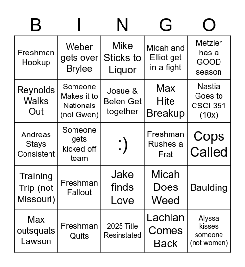 FERDA Bingo Card
