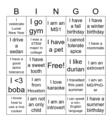 APAMSA Human Bingo Card
