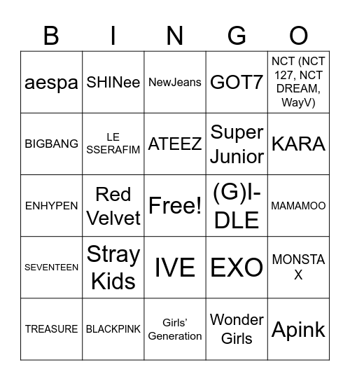 K- Bingo Card