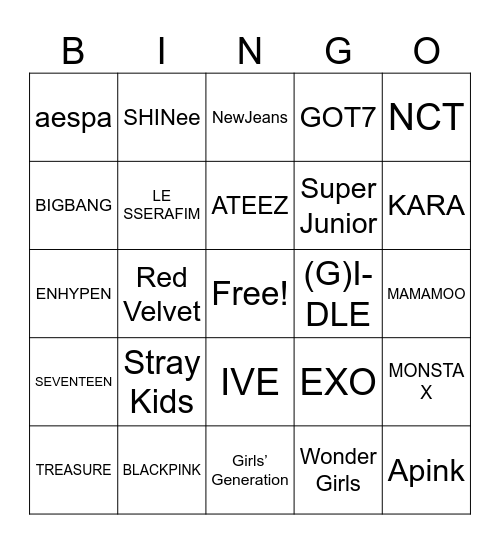 K- Bingo Card