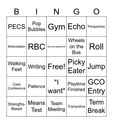 Professional Day Bingo Card