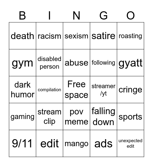 instagram reels (discord) Bingo Card