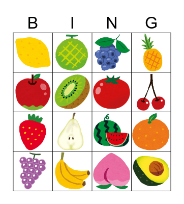 Fruits Bingo Card