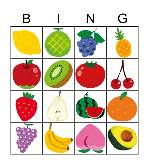 Fruits Bingo Card