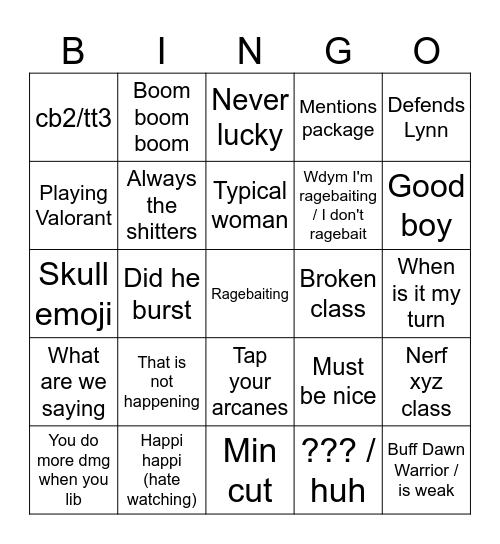 Flank (Otezume) Bingo Card