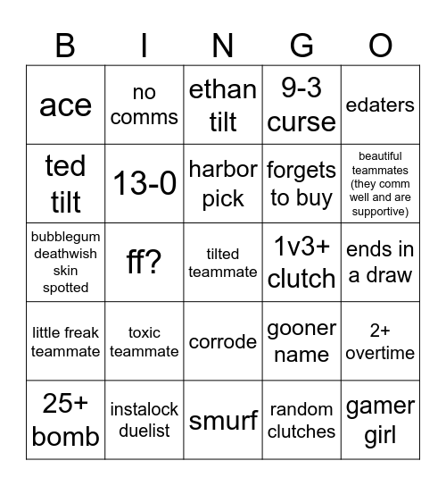 valorant bingo Card