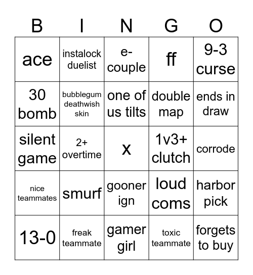valorant Bingo Card