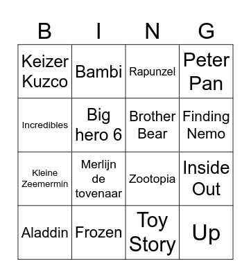 Hachette Heroes Disney Bingo Card