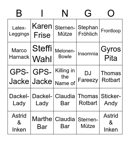 Surfcup Bingo Card