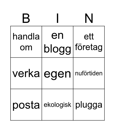 Text 2 Våga vara dig själv! Bingo Card