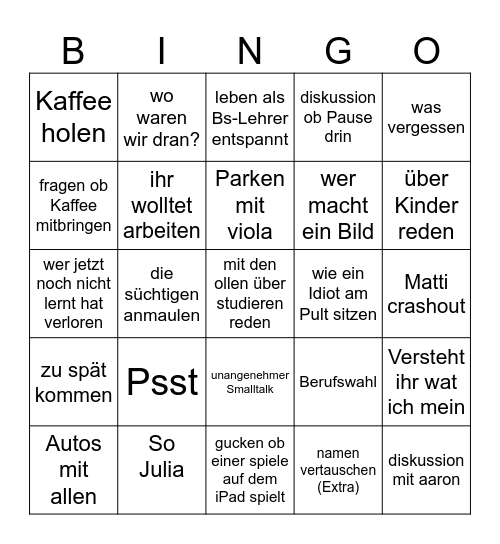 Olle Blum Bingo Card