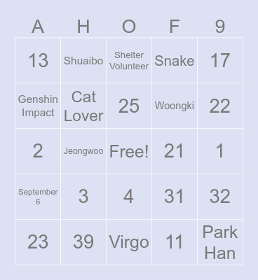 Happy Birthday Jeongwoo Bingo Card