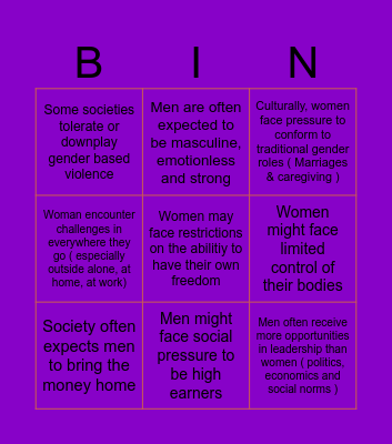 Patriarchy Bingo Card