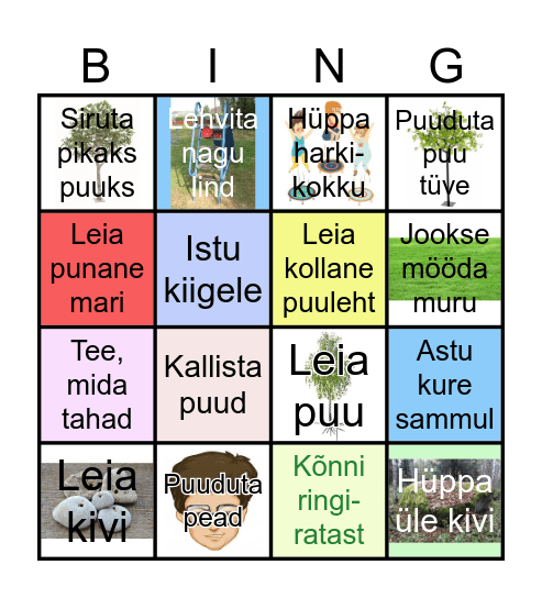 Liikumine õues - bingo! Bingo Card