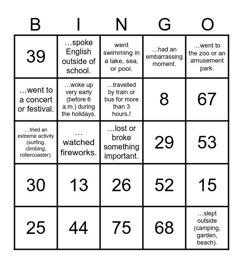 Find someone who… Bingo Card