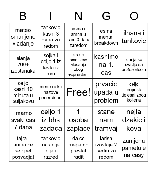 SKOLA Bingo Card
