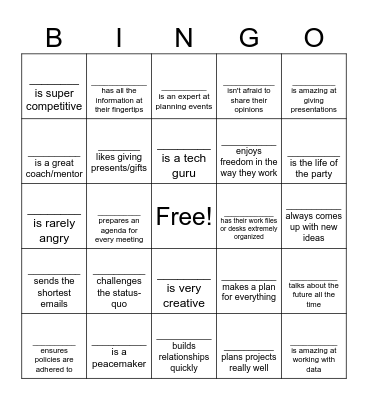 Insights Bingo Card