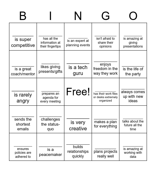 Insights Bingo Card