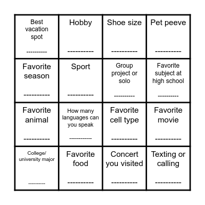 ReBio - meeting your peers Bingo Card