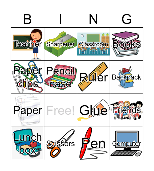 Back to School Bingo Card