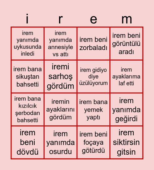 irem bingo Card