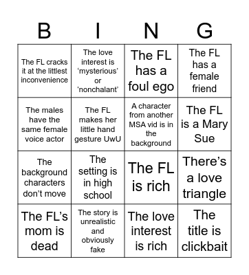 MSA Bingo Card