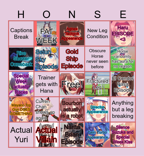 UMAMUSUME Umayon Bingo Card