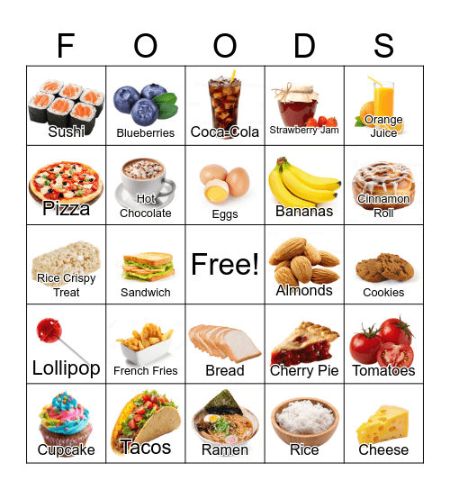 Foods Bingo Card