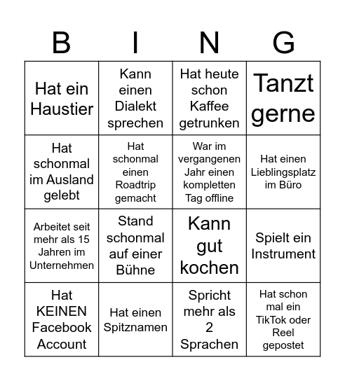 Von 0 auf Team! Bingo Card