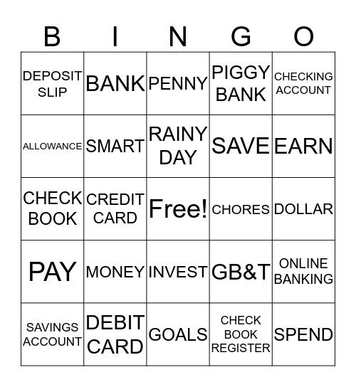 SAVING Bingo Card