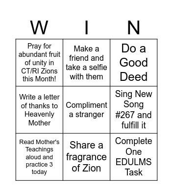 9/1/25 CT United Sisters' Fellowship Bingo Card