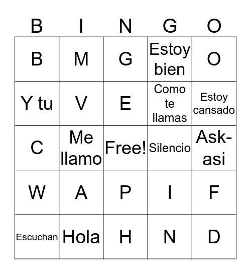 Alfabeto Bingo Card