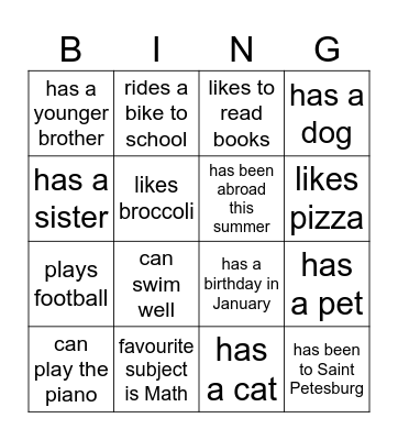 Find someone who... Bingo Card