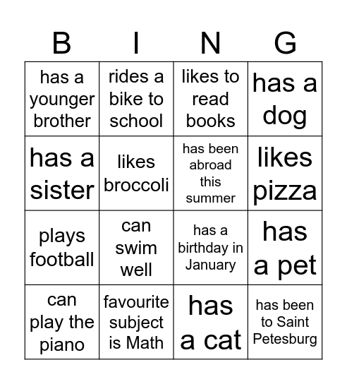 Find someone who... Bingo Card