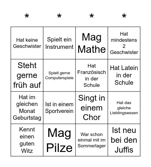 Kennenlern-Bingo Card