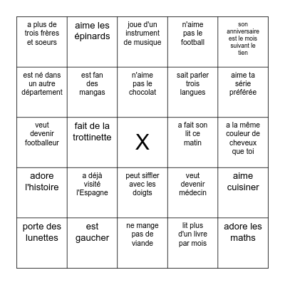 TROUVE QUELQU'UN QUI Bingo Card